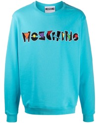 türkises besticktes Sweatshirt von Moschino