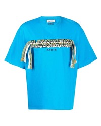 türkises besticktes T-Shirt mit einem Rundhalsausschnitt von Lanvin