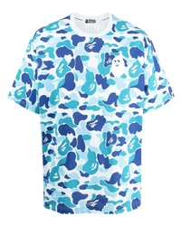 türkises Camouflage T-Shirt mit einem Rundhalsausschnitt von A Bathing Ape