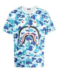 türkises Camouflage T-Shirt mit einem Rundhalsausschnitt von A Bathing Ape