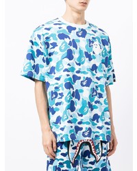 türkises Camouflage T-Shirt mit einem Rundhalsausschnitt von A Bathing Ape