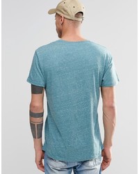 türkises horizontal gestreiftes T-Shirt mit einem Rundhalsausschnitt von Cheap Monday
