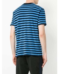türkises horizontal gestreiftes T-Shirt mit einem Rundhalsausschnitt von CK Calvin Klein