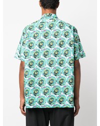 türkises Kurzarmhemd mit Blumenmuster von Engineered Garments