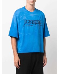 türkises Mit Batikmuster T-Shirt mit einem Rundhalsausschnitt von Iceberg