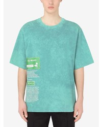 türkises Mit Batikmuster T-Shirt mit einem Rundhalsausschnitt von Dolce & Gabbana