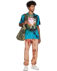 türkises Mit Batikmuster T-Shirt mit einem Rundhalsausschnitt von Come Back as a Flower