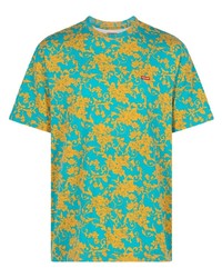 türkises T-Shirt mit einem Rundhalsausschnitt mit Blumenmuster von Supreme