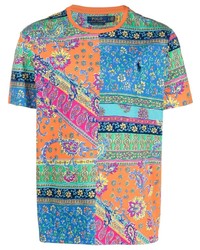 türkises T-Shirt mit einem Rundhalsausschnitt mit Paisley-Muster von Polo Ralph Lauren