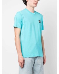 türkises T-Shirt mit einem Rundhalsausschnitt von Stone Island