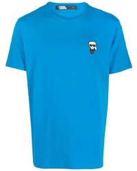 türkises T-Shirt mit einem Rundhalsausschnitt von Karl Lagerfeld