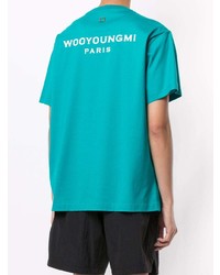 türkises T-Shirt mit einem Rundhalsausschnitt von Wooyoungmi