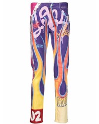 violette bedruckte enge Jeans von DSQUARED2