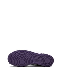 violette bedruckte Leder niedrige Sneakers von Nike