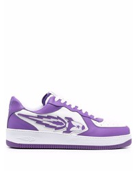 violette bedruckte Leder niedrige Sneakers von Enterprise Japan