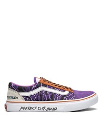 violette bedruckte Segeltuch niedrige Sneakers