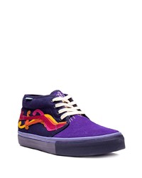 violette bedruckte Segeltuch niedrige Sneakers von Vans