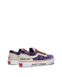 violette bedruckte Segeltuch niedrige Sneakers von Vans