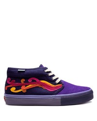 violette bedruckte Segeltuch niedrige Sneakers von Vans