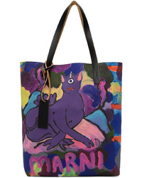 violette bedruckte Shopper Tasche aus Segeltuch