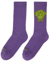 violette bedruckte Socken von Versace
