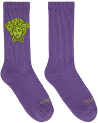 violette bedruckte Socken von Versace