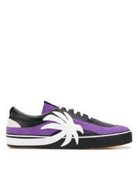 violette bedruckte Wildleder niedrige Sneakers