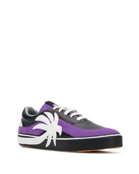 violette bedruckte Wildleder niedrige Sneakers von Palm Angels