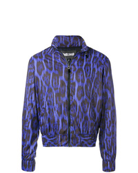 violette Bomberjacke mit Leopardenmuster
