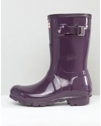 violette Gummistiefel von Hunter