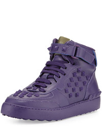 violette hohe Sneakers aus Leder