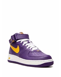 violette hohe Sneakers aus Leder von Nike