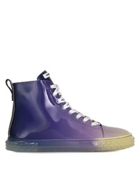 violette hohe Sneakers aus Leder von Giuseppe Zanotti