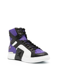 violette hohe Sneakers aus Leder von Philipp Plein