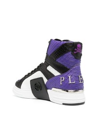 violette hohe Sneakers aus Leder von Philipp Plein