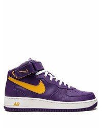 violette hohe Sneakers aus Leder von Nike