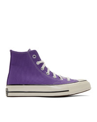 violette hohe Sneakers aus Segeltuch