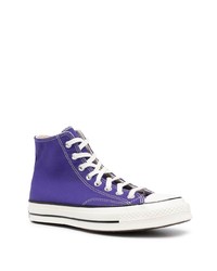 violette hohe Sneakers aus Segeltuch von Converse