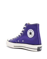 violette hohe Sneakers aus Segeltuch von Converse