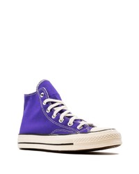 violette hohe Sneakers aus Segeltuch von Converse