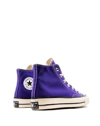 violette hohe Sneakers aus Segeltuch von Converse