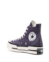 violette hohe Sneakers aus Segeltuch von Converse