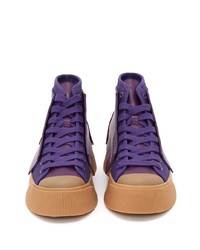 violette hohe Sneakers aus Segeltuch von JW Anderson