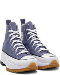 violette hohe Sneakers aus Segeltuch von Converse