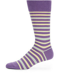 violette horizontal gestreifte Socken