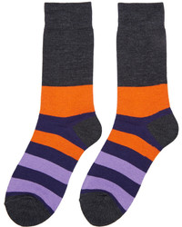 violette horizontal gestreifte Socken von Y's