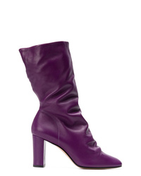 violette Leder mittelalte Stiefel von Marc Ellis