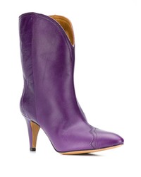 violette Leder mittelalte Stiefel von Isabel Marant