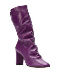 violette Leder mittelalte Stiefel von Marc Ellis