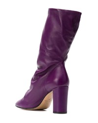 violette Leder mittelalte Stiefel von Marc Ellis